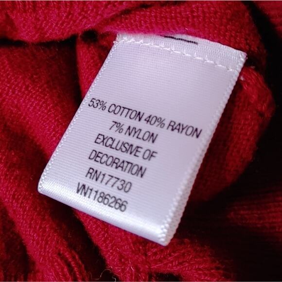 Merona Size Small S Red Button Up Sweater Frill Long Sleeve Chic Cute Classic - Picture 5 of 10